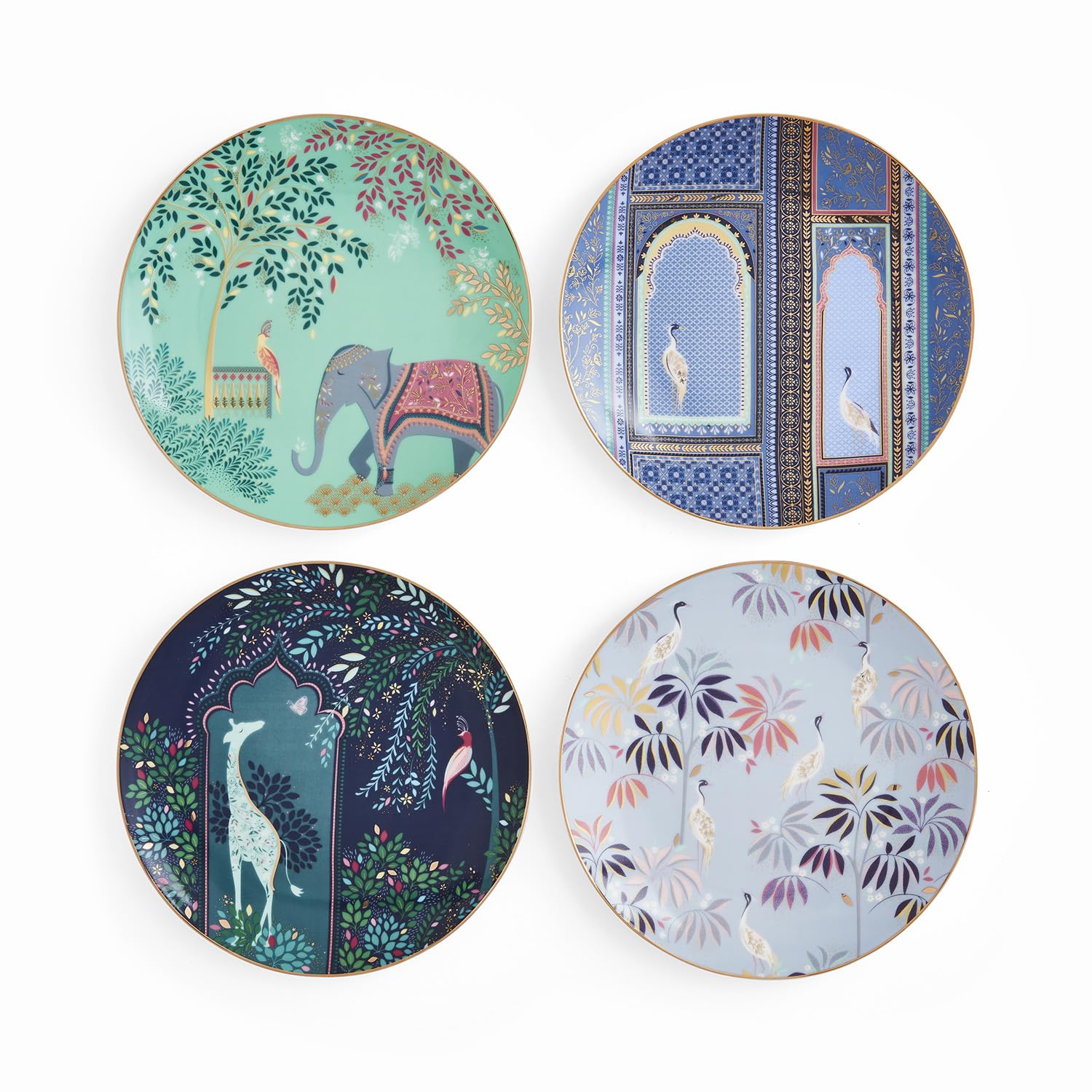 Amazon.com | Sara Miller India Cake Plates, Set of 4-8 Inch